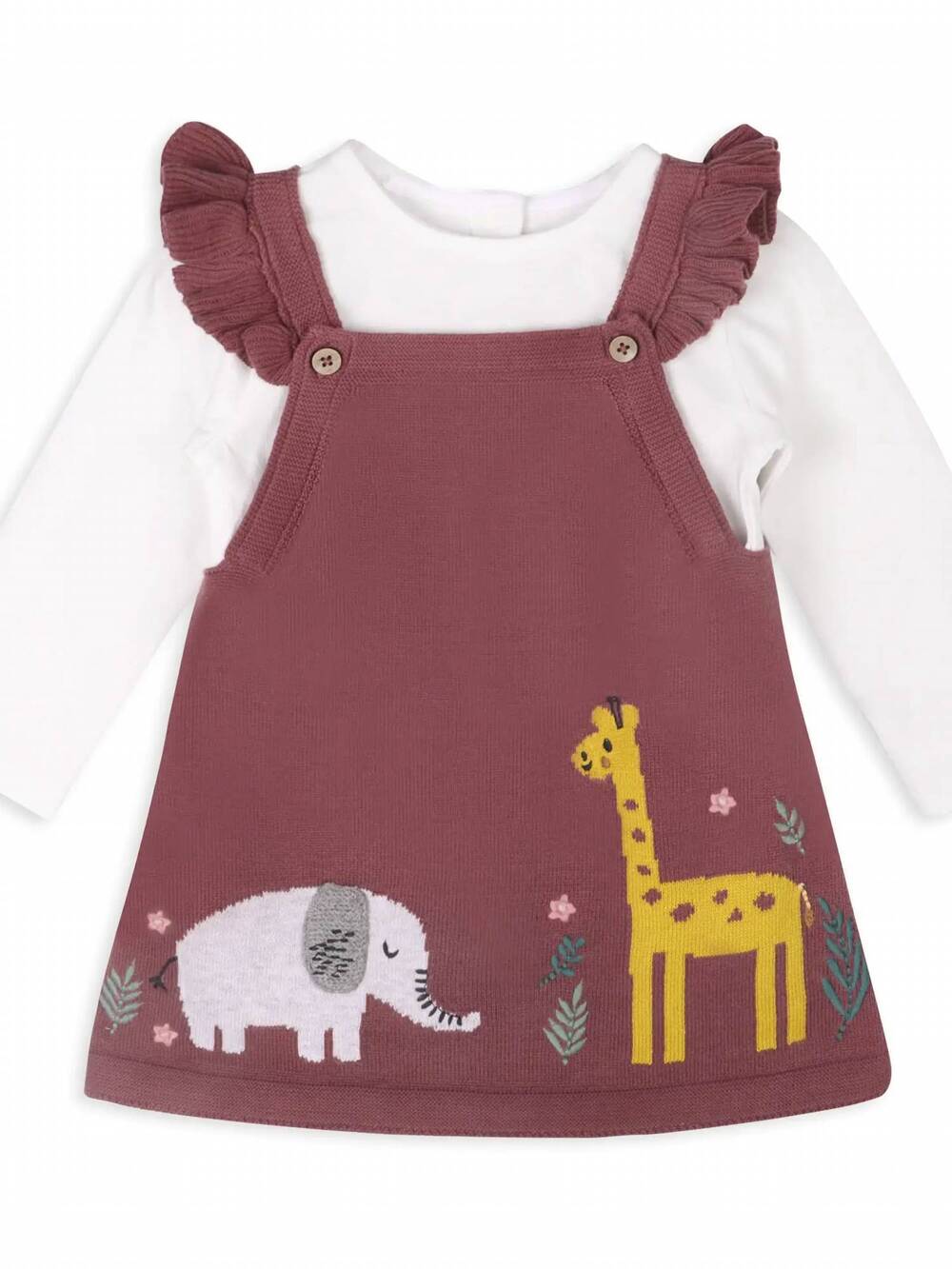 NEW VIVERANO ORGANICS girl's giraffe elephant buddy tunic dress and bodysuit in